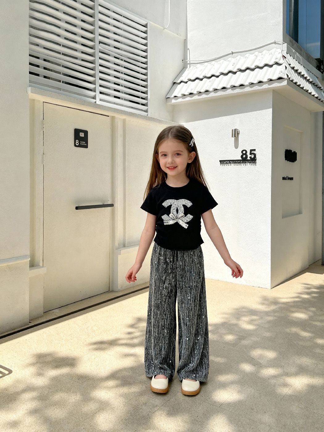 Girls Rhinestone Bow T-Shirt