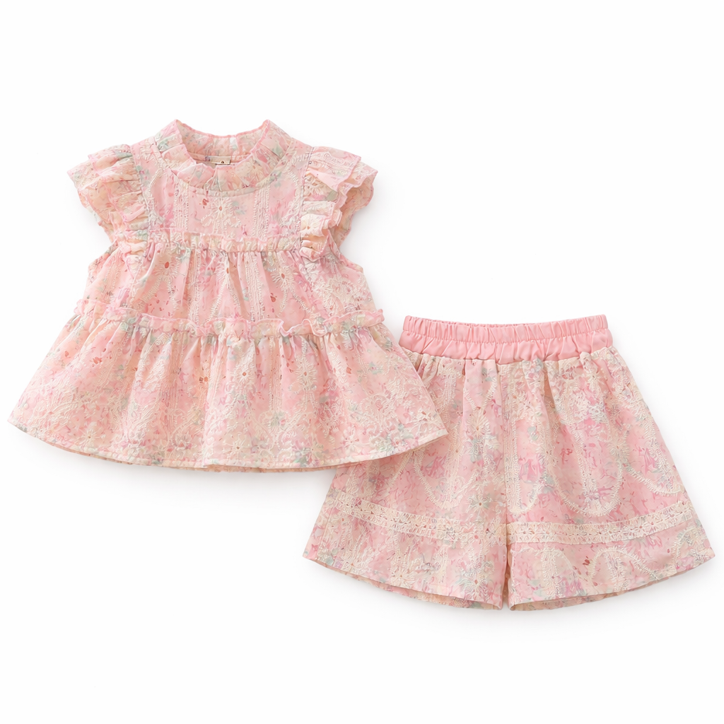 Luna Lace Blouse & Shorts Set