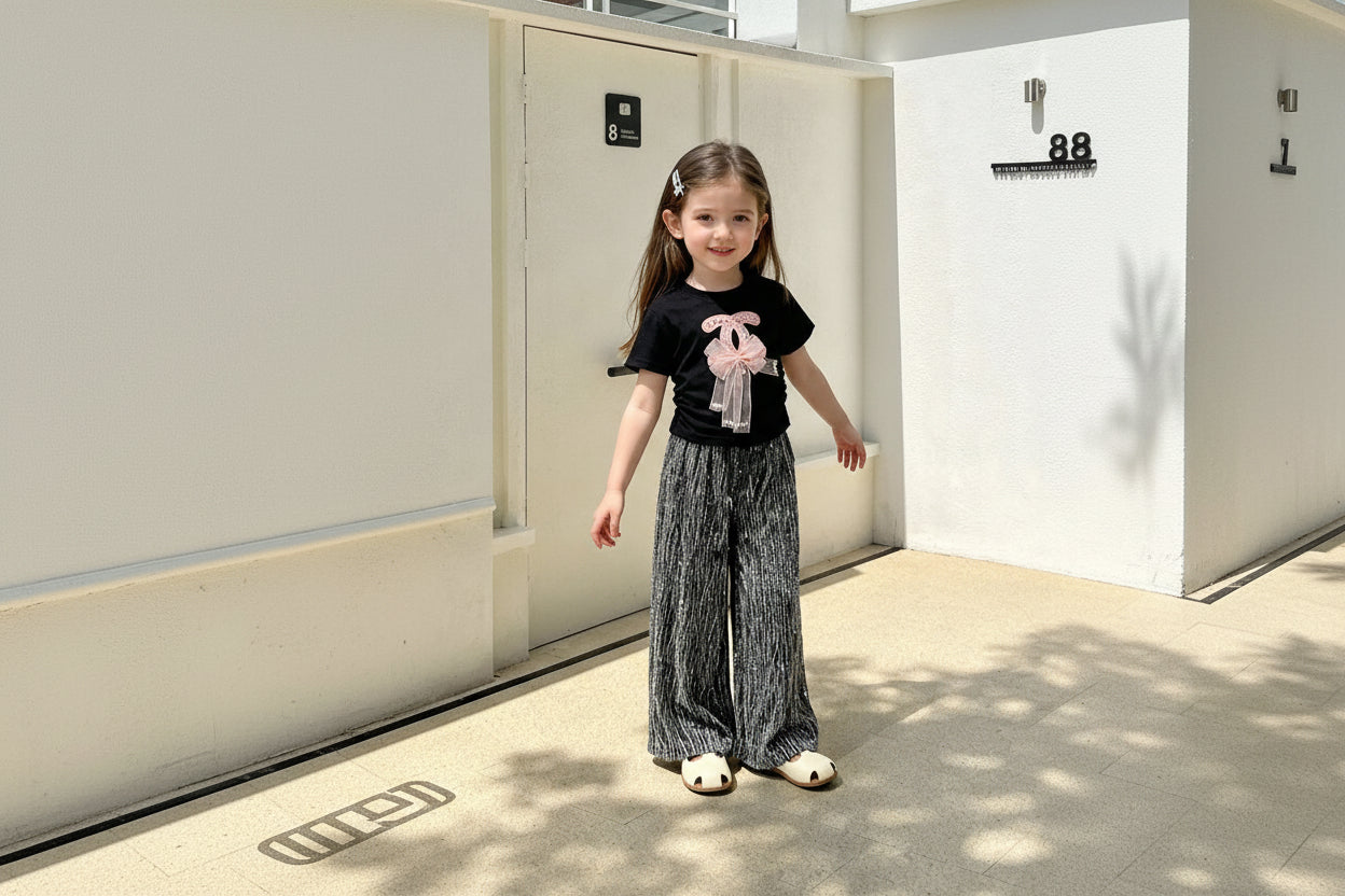 Girls Rhinestone Bow T-Shirt