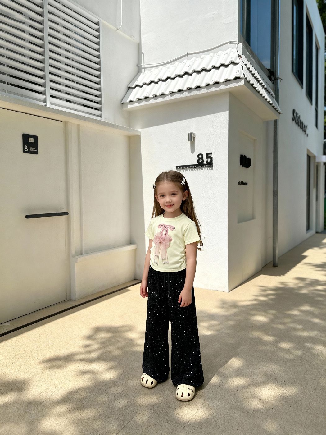 Girls Rhinestone Bow T-Shirt