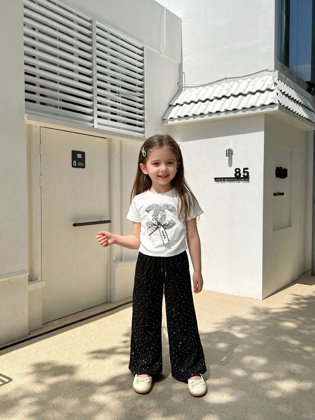 Girls Rhinestone Bow T-Shirt