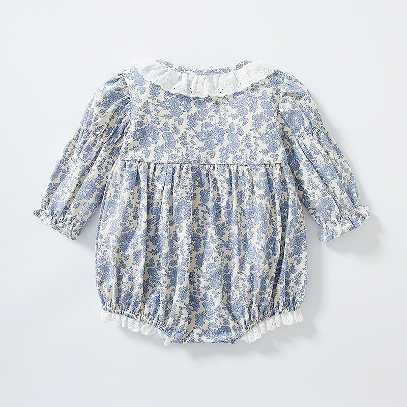 Baby Girl Floral Lace Romper – Long Sleeve