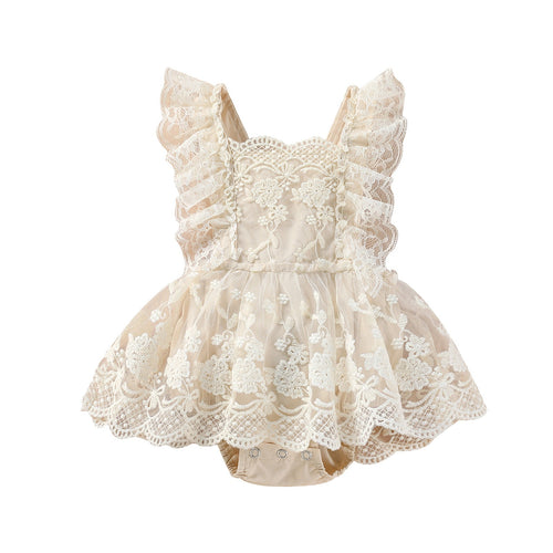 Baby Girl Apricot Lace Romper Dress