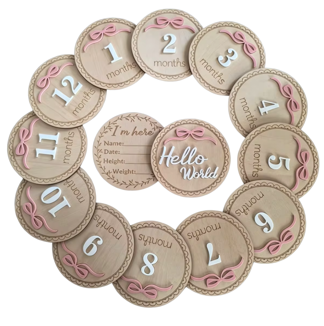 Baby Milestone Discs - Pink Bow