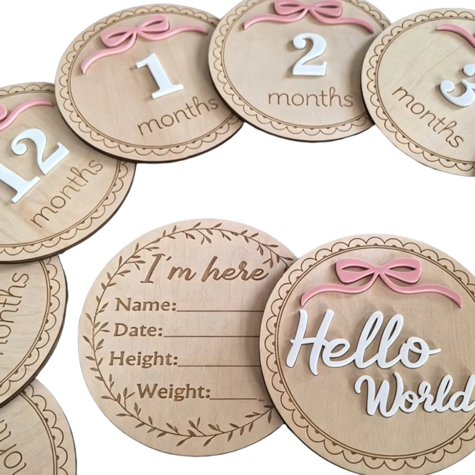 Baby Milestone Discs - Pink Bow