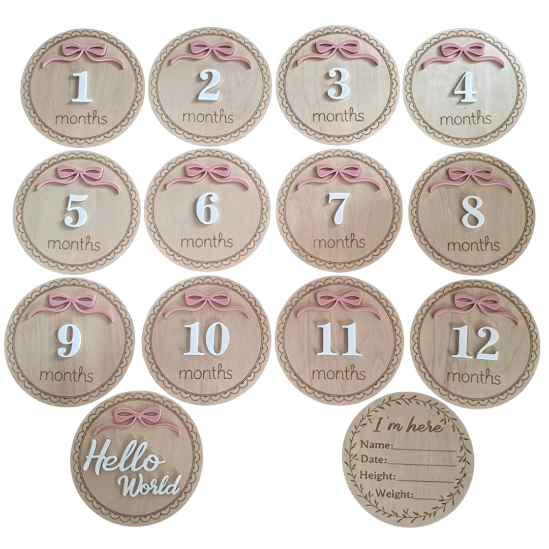Baby Milestone Discs - Pink Bow