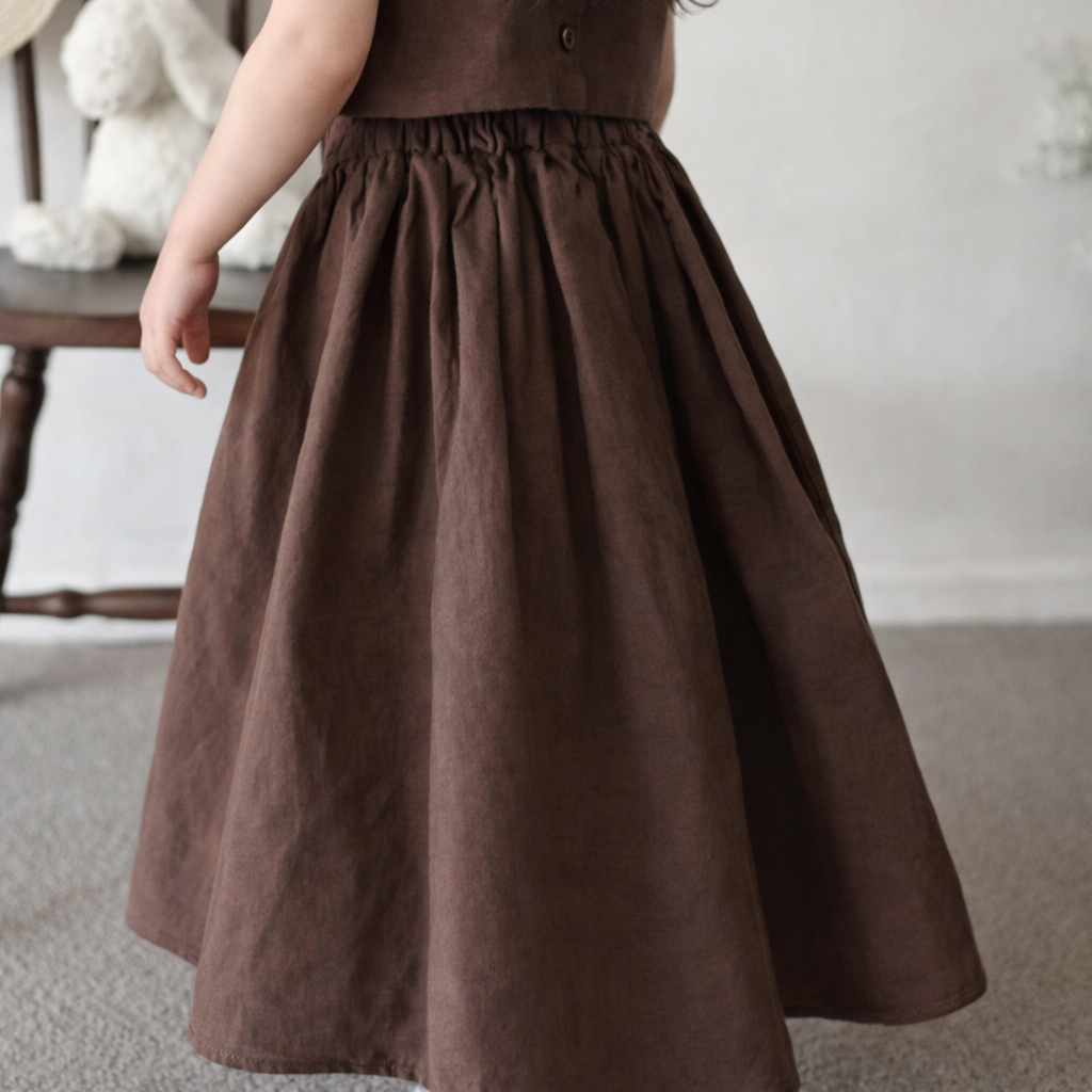 Girls Linen Summer Set – Sleeveless Top & Matching Skirt