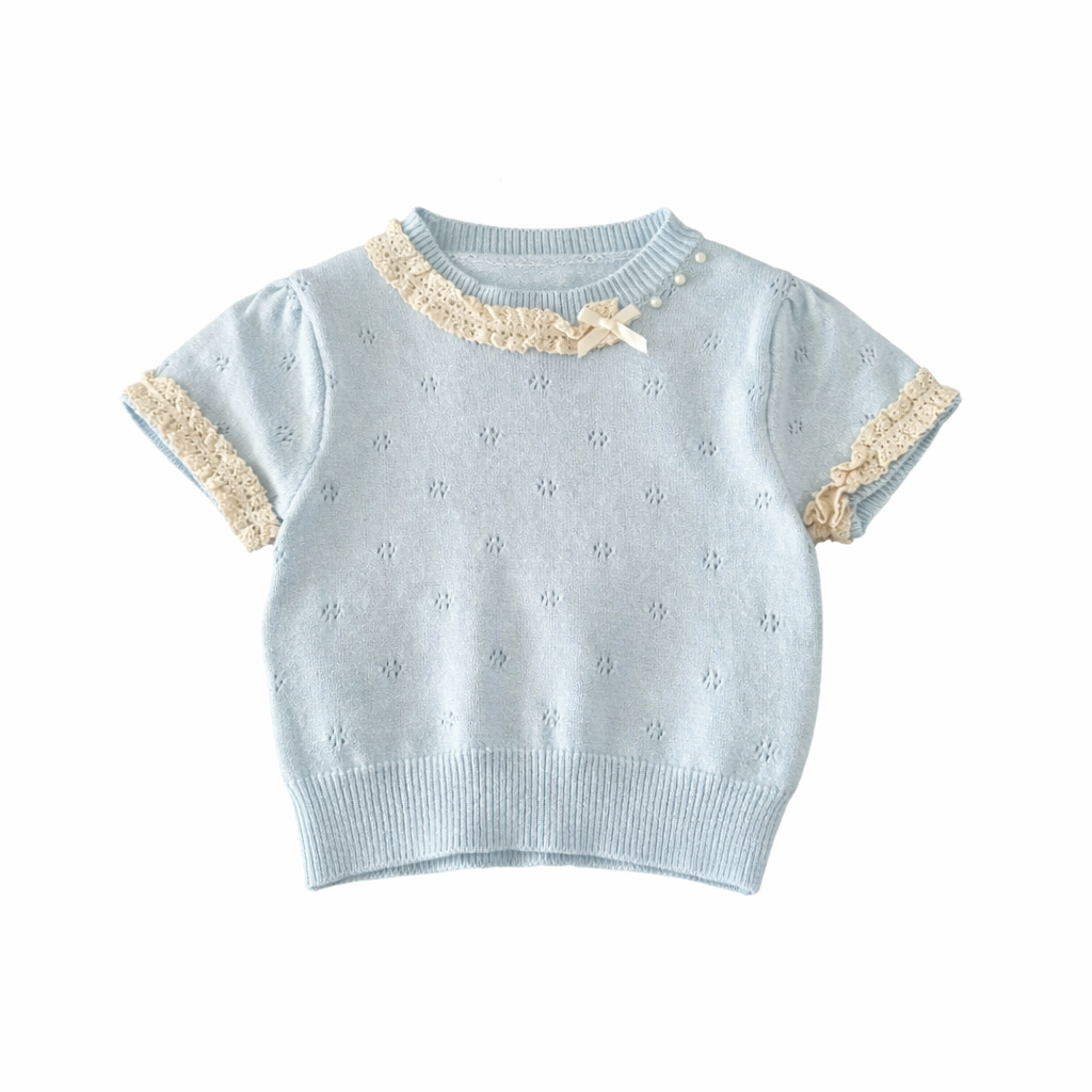 Girls Knitted Top & Lace Skirt Set