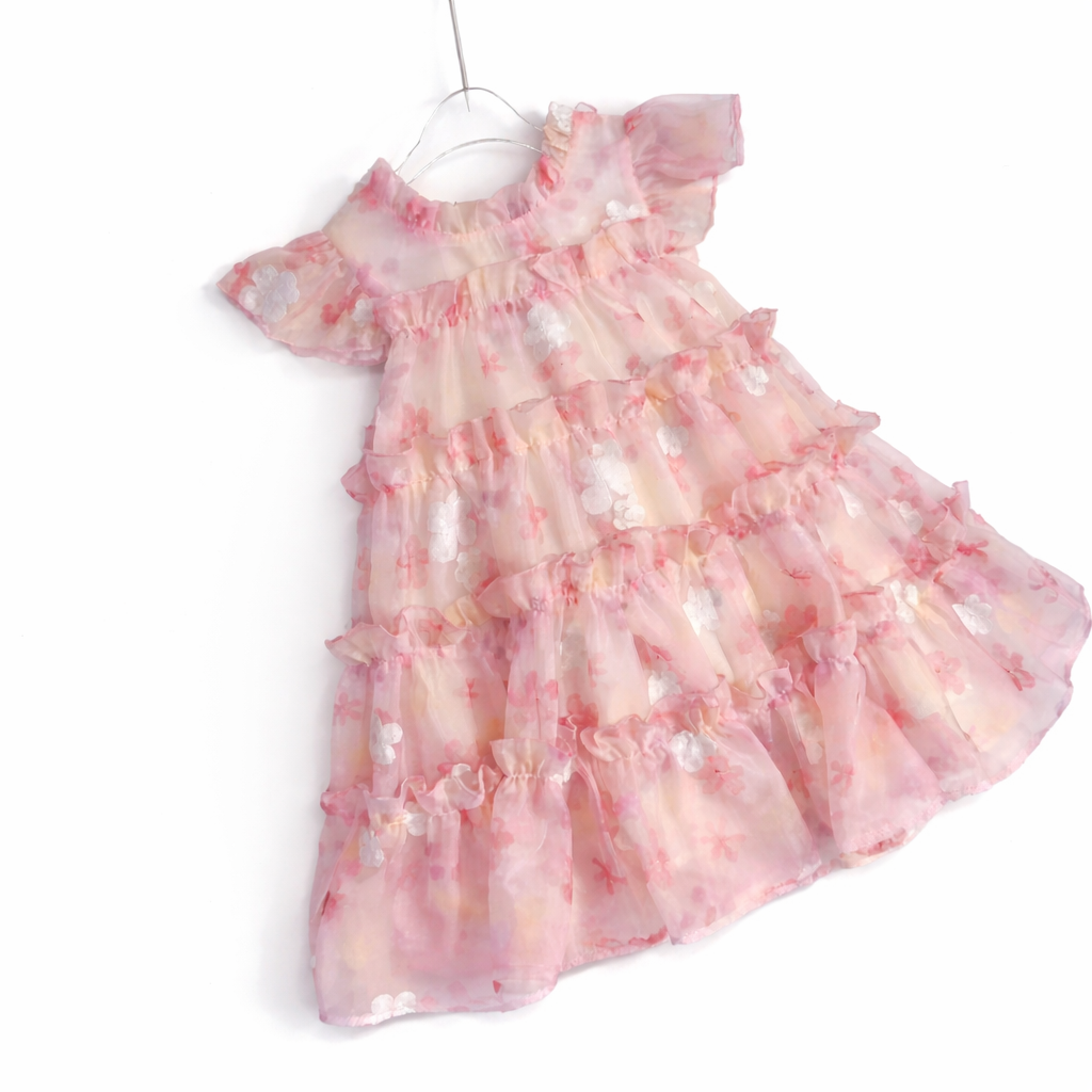 Blush Bloom Tiered Party Dress