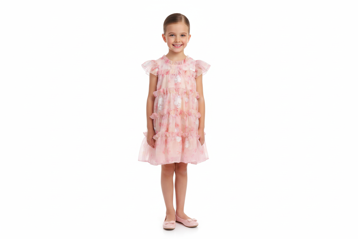 Blush Bloom Tiered Party Dress