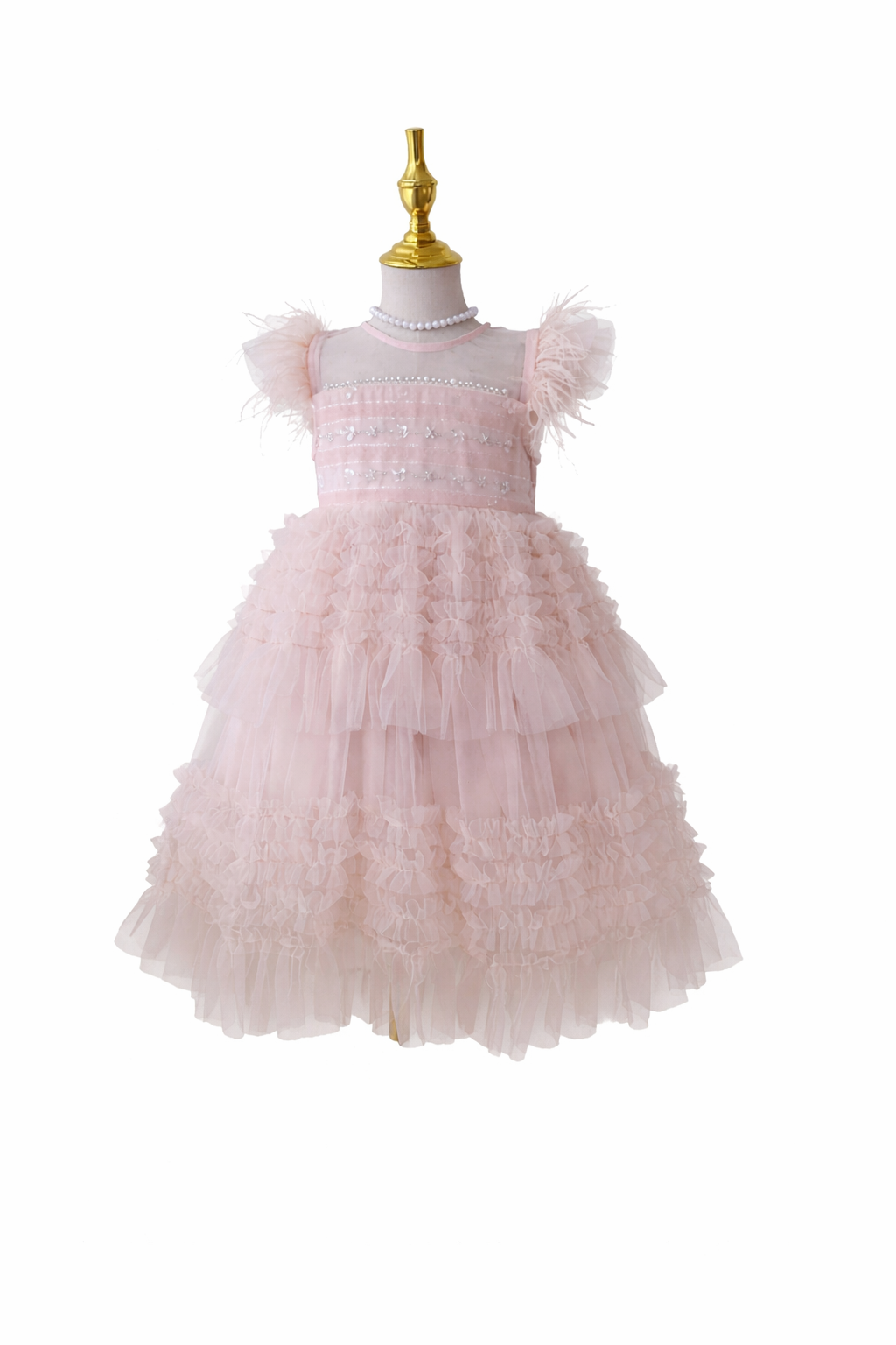Girls Luxury Flutter Sleeve Tulle Dress