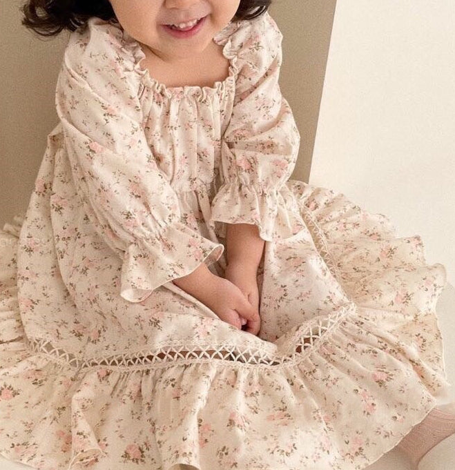 Girls Vintage Ruffle Dress